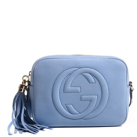 GUCCI Nubuck Small Soho Disco Bag Mineral Blue